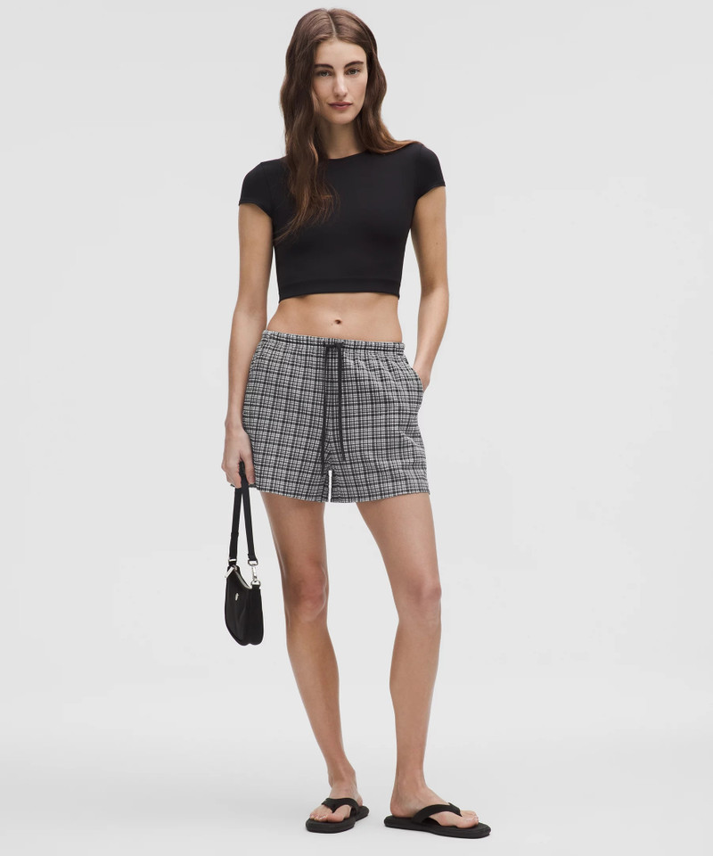 lululemon Seersucker Check Mid-Rise Pull-On Short 3" outlook
