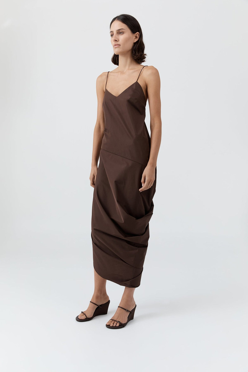 Paper Taffeta Drape Dress - Mocha 3