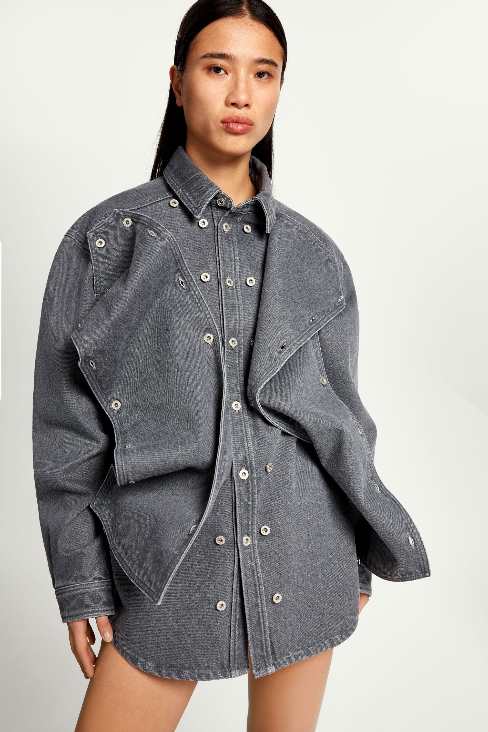 Classic Button Panel Denim Shirt - 12