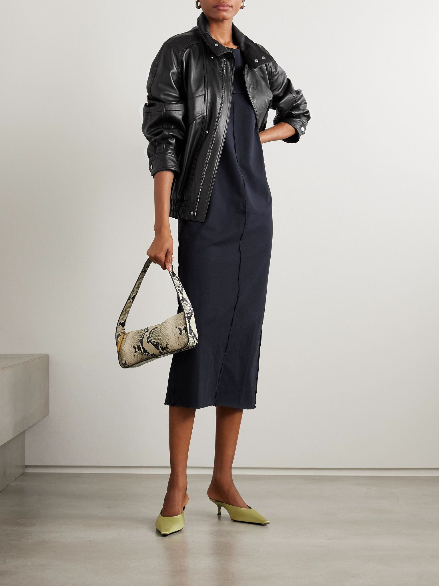 Ariste oversized paneled leather jacket Black - 5