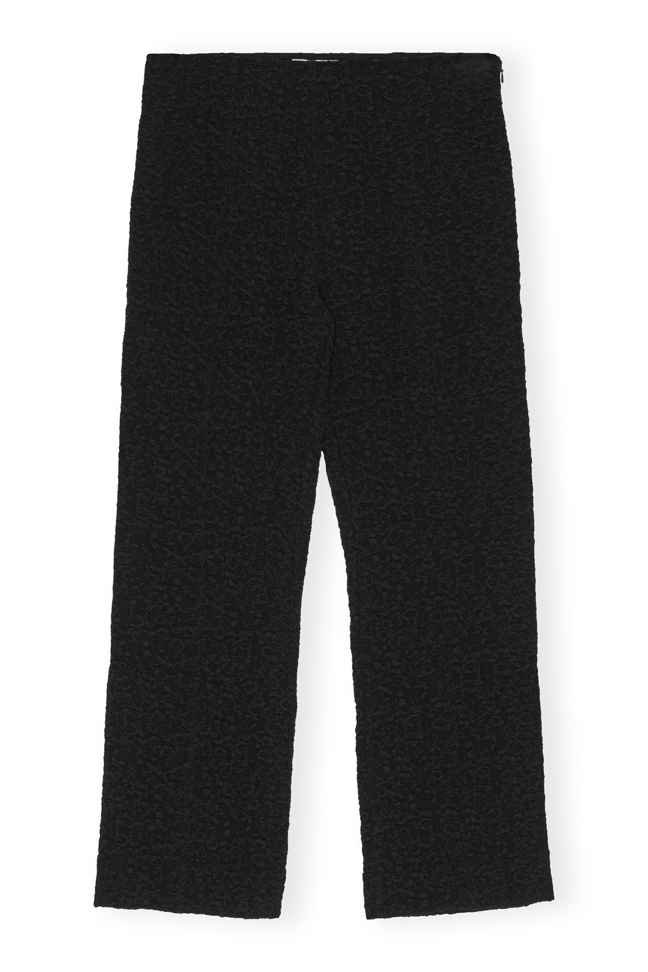 BLACK TEXTURED SUITING CROPPED PANTS - 6