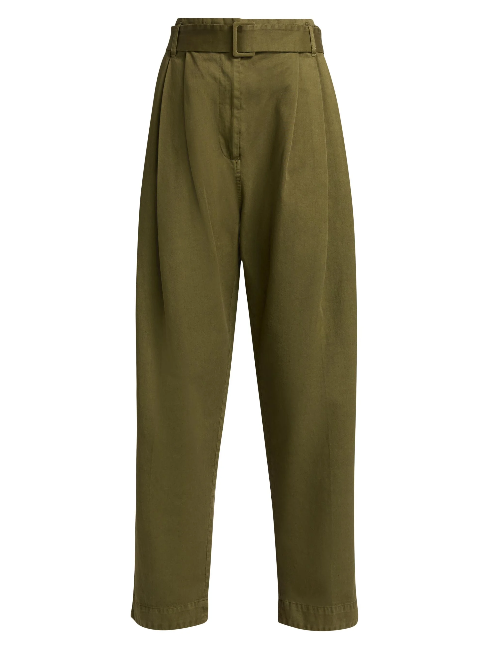 Women's Pleated Garment-Dyed tton Pants - Avocado - 1