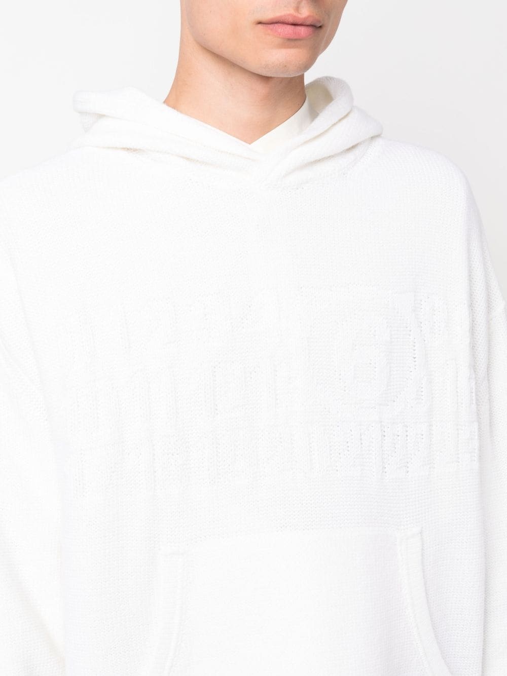 number-motif knitted hoodie - 5