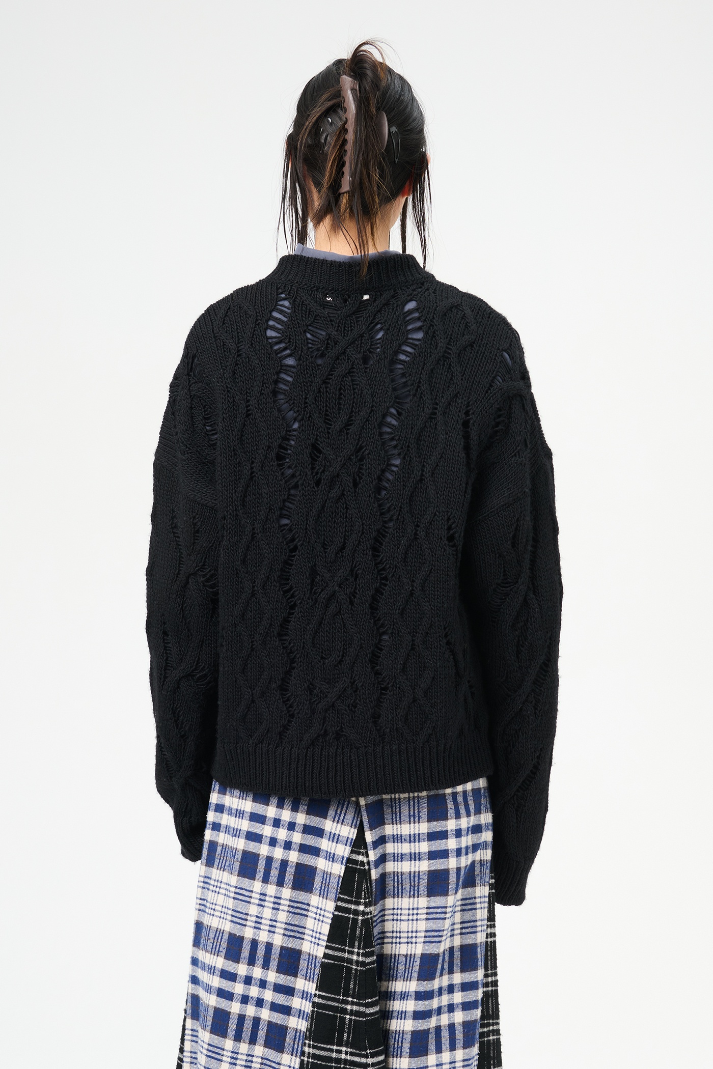 Cable Sonar Roundneck Black Fisherman Wool - 6