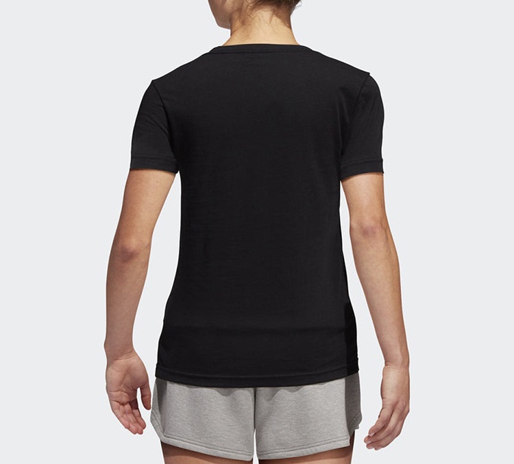 (WMNS) adidas Alphabet logo Short Sleeve Black DV3025 - 6