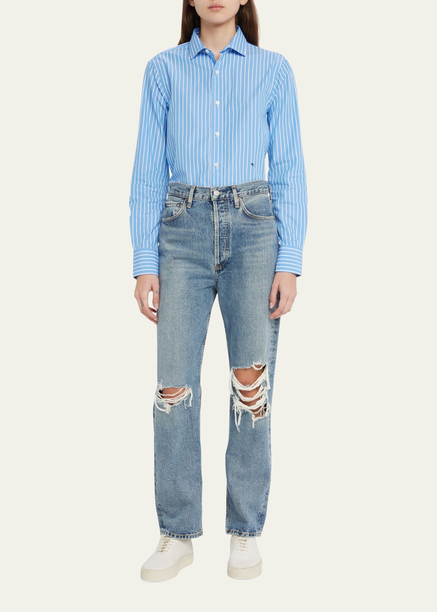 Stripe Classic Button-Up Cotton Shirt - 2