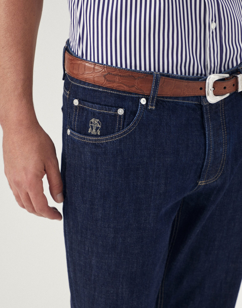 Lightweight denim traditional fit five-pocket trousers 3