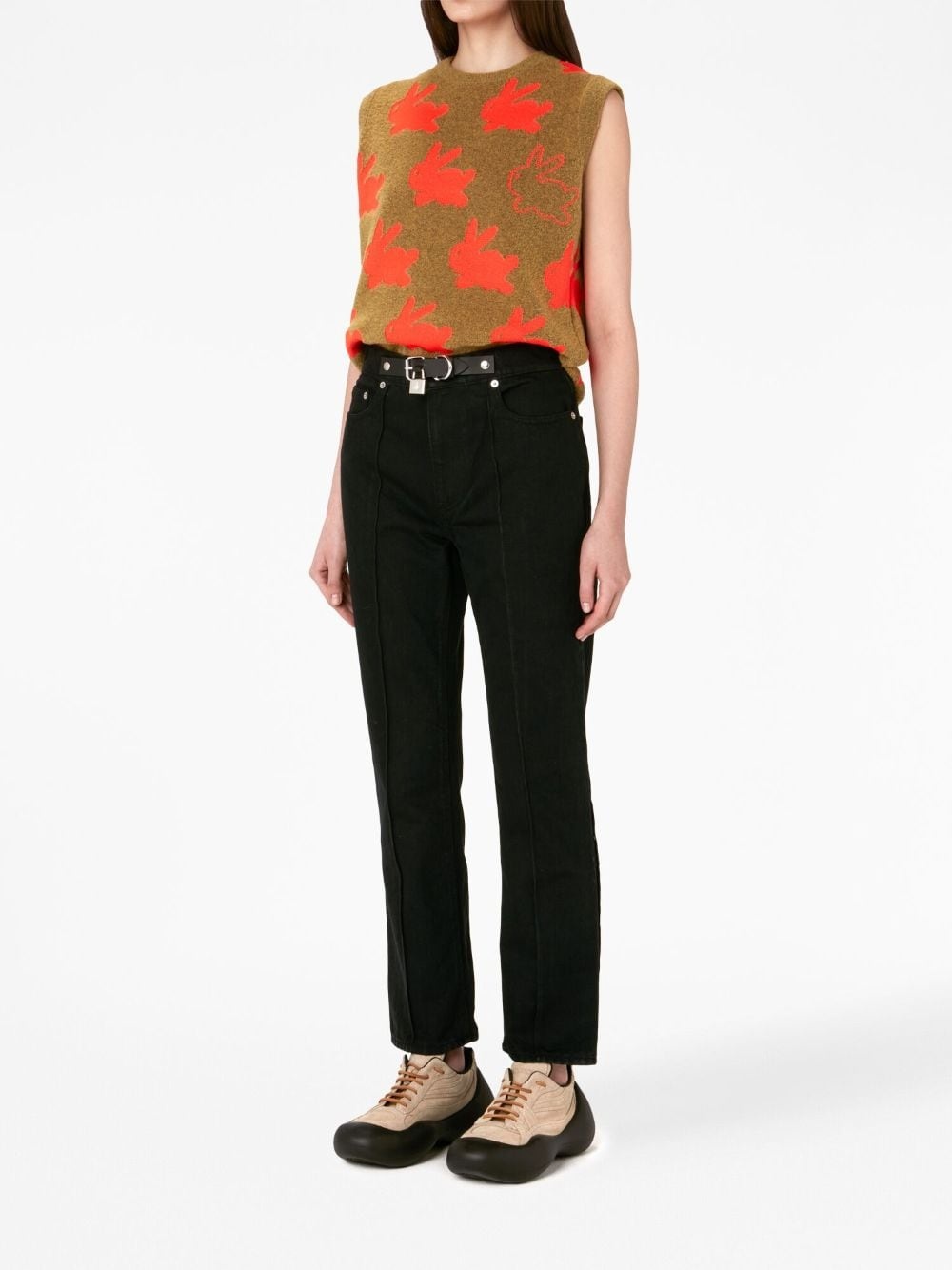 padlock-detail slim-fit jeans - 2