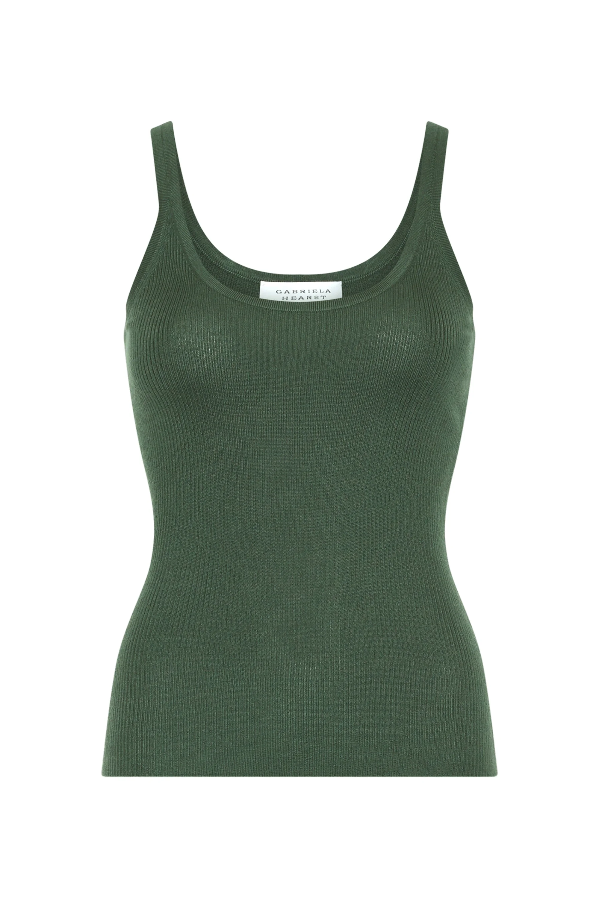 Cinxia Knit Tank Top in Olive Cashmere Silk - 1