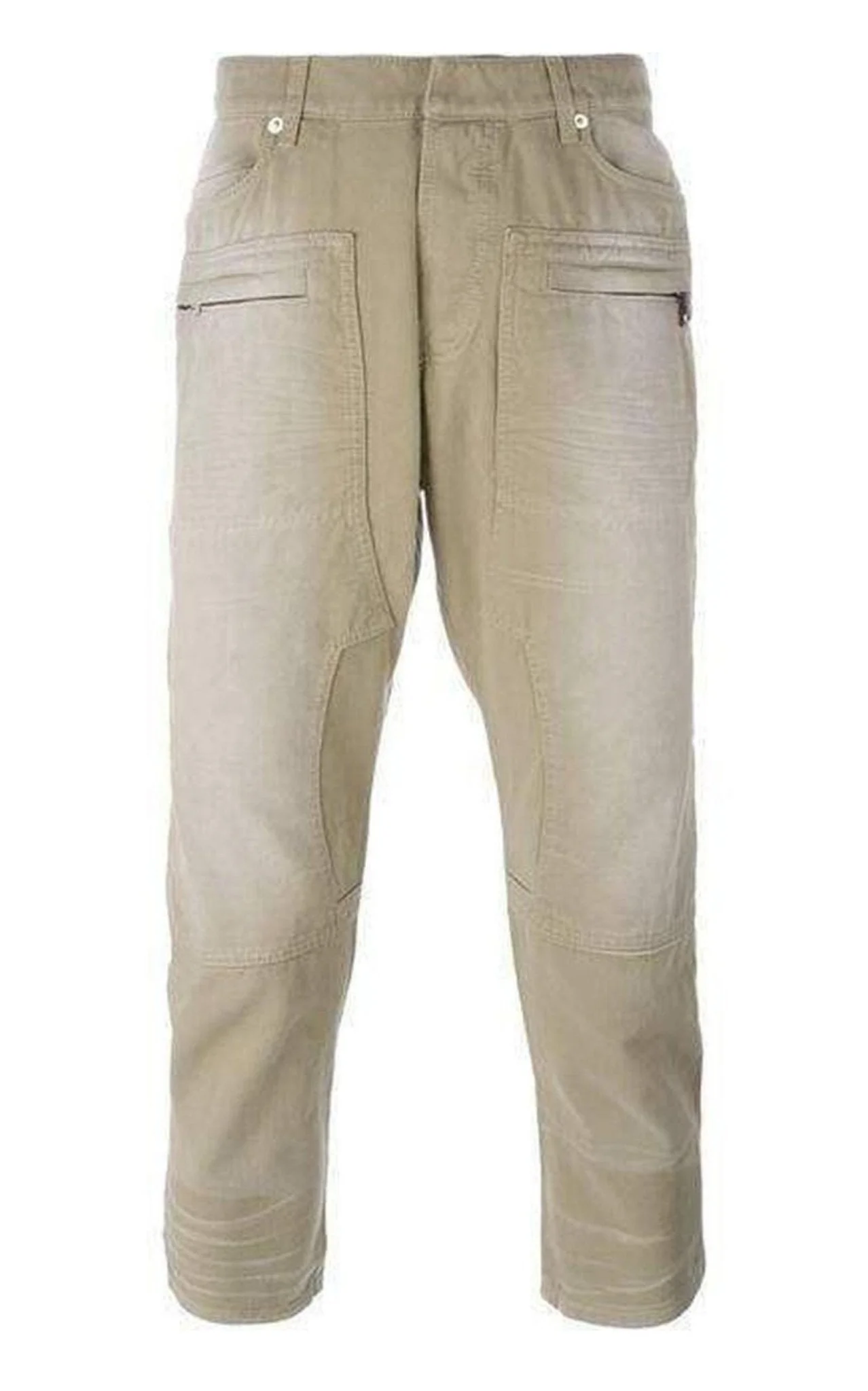 Tan Cropped Jeans - 1