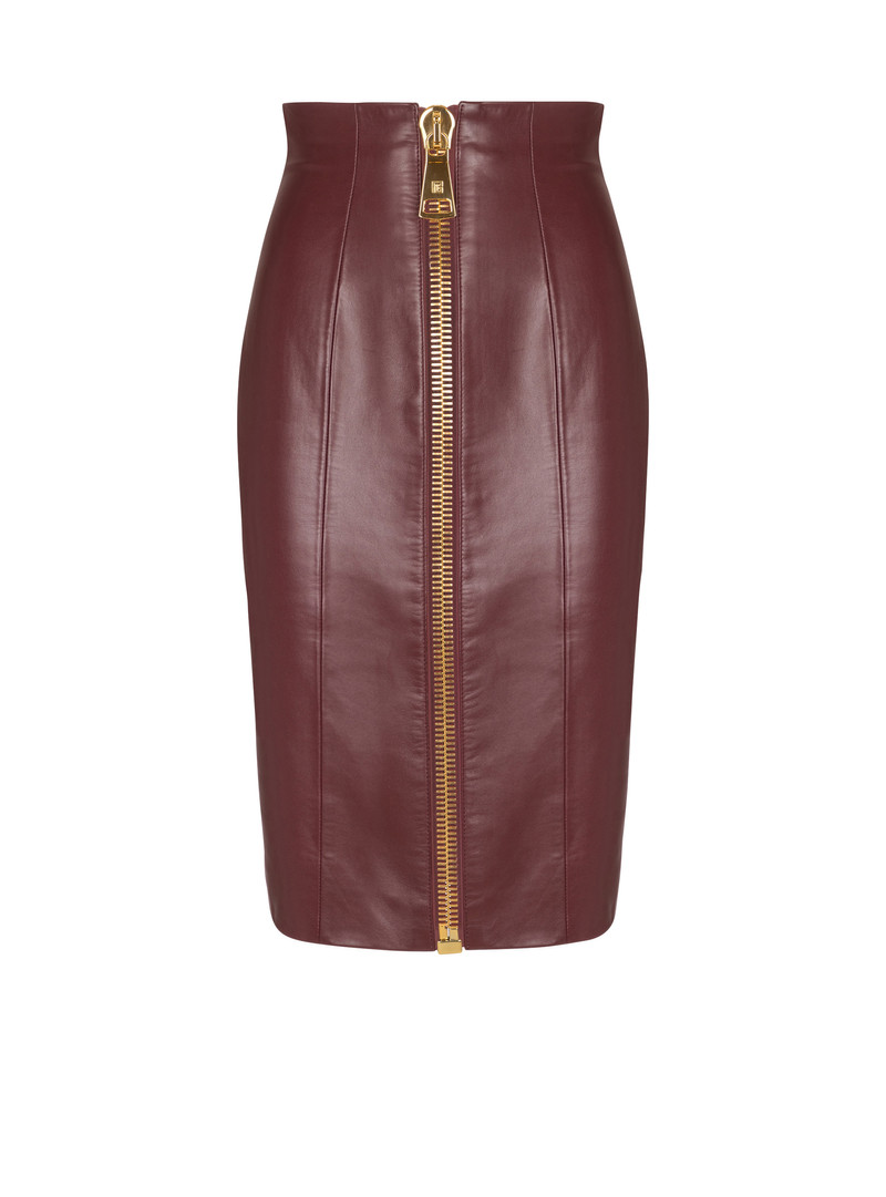 Lambskin leather pencil skirt 1