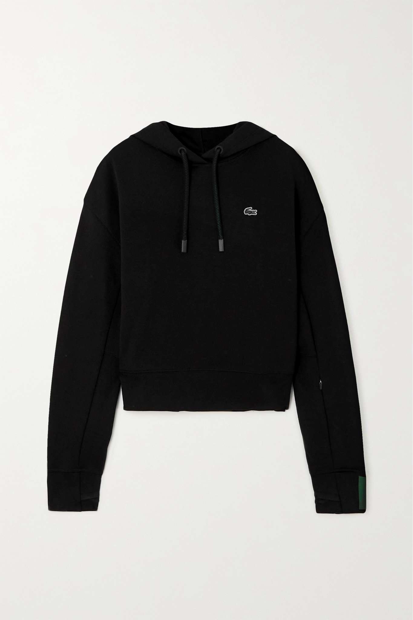 Appliquéd printed stretch cotton-blend jersey hoodie - 1