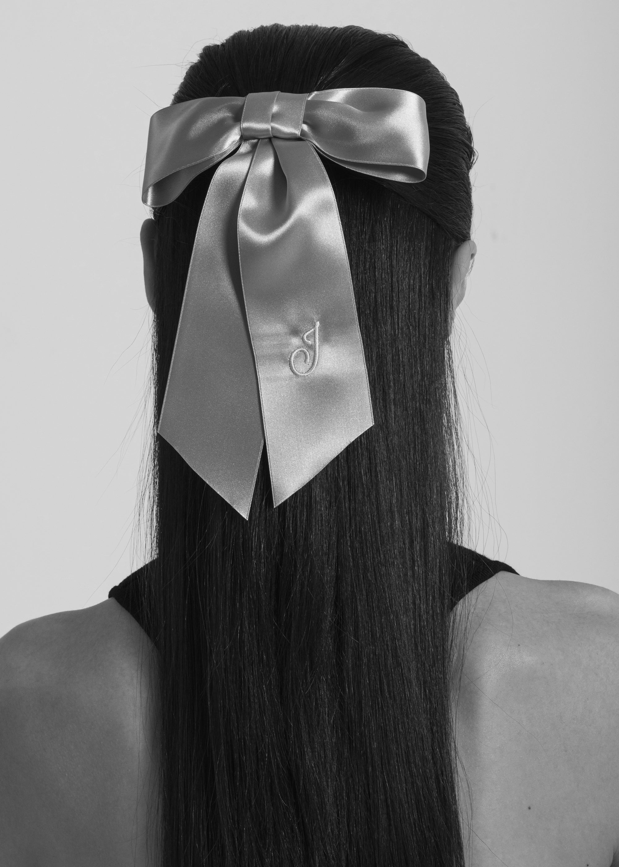 Initial April Satin Bow Barrette - 2