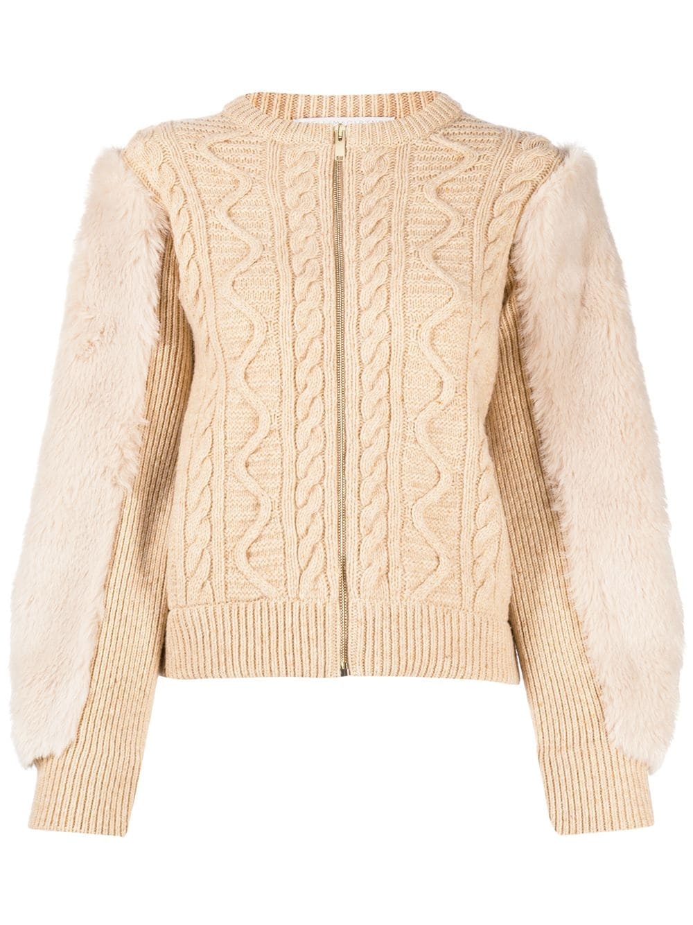 cable-knit zipped cardigan - 1