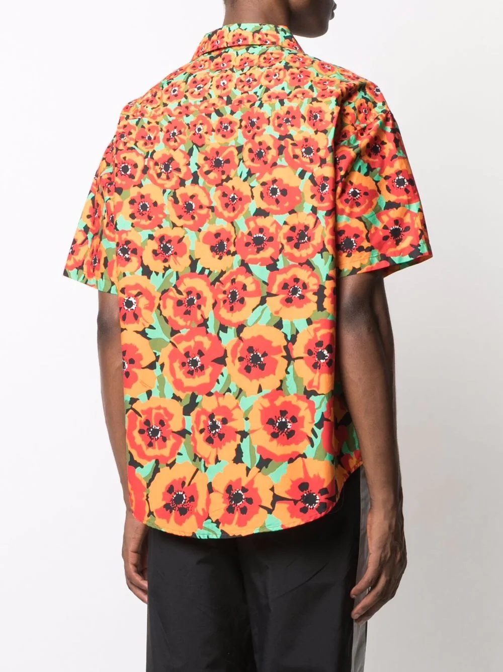 poppy-print short-sleeved shirt - 4