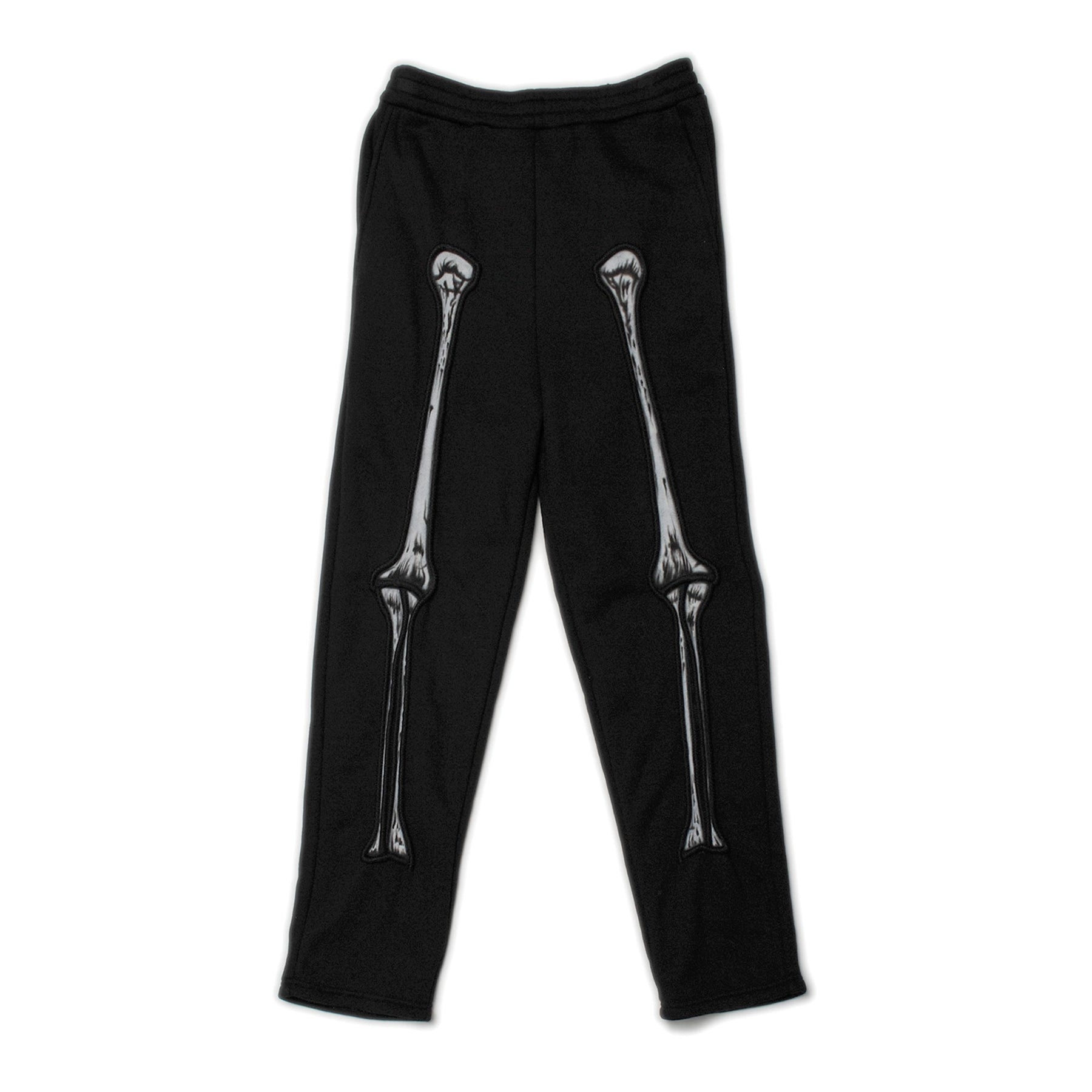 SKULL SHIRRING EMBROIDERY SWEAT PANTS / BLK - 1