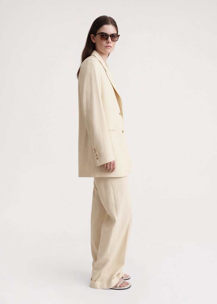 Tailored herringbone suit jacket bleached sand - 3