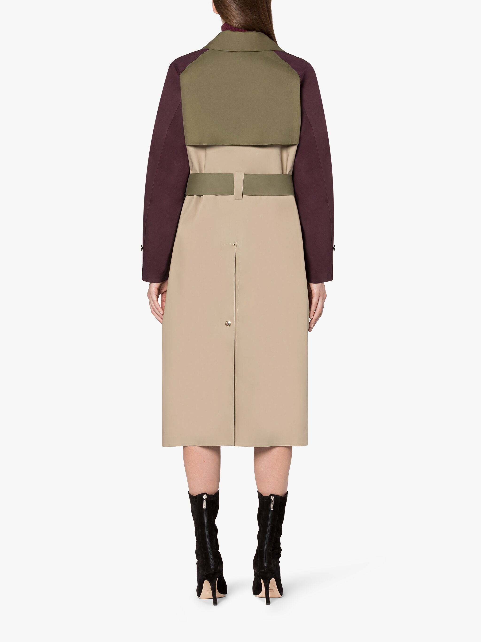 KNIGHTWOODS FAWN COLOUR BLOCK BONDED COTTON TRENCH COAT - 4