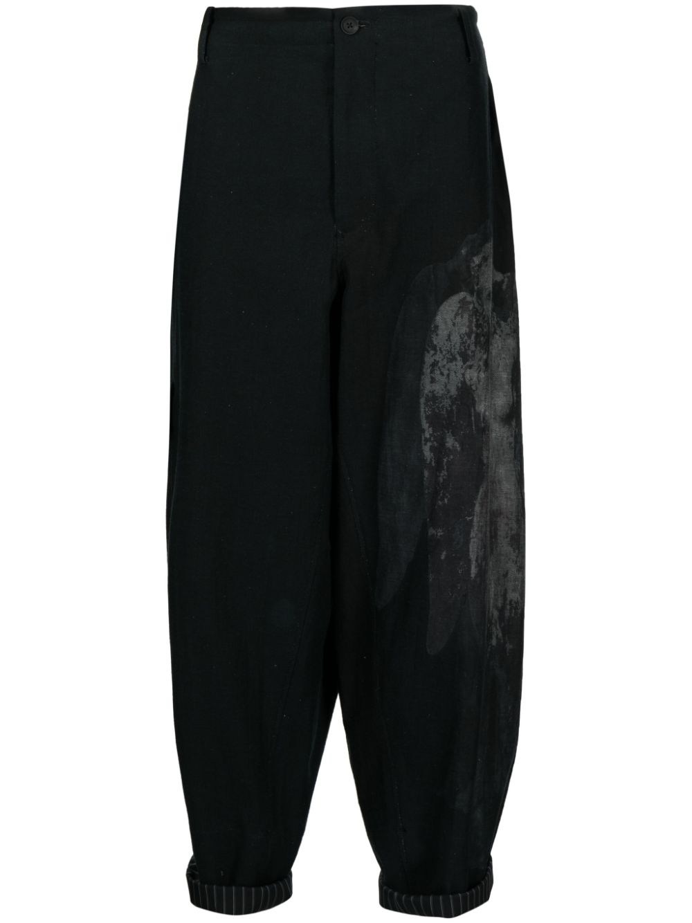 graphic-print drop-crotch trousers - 1