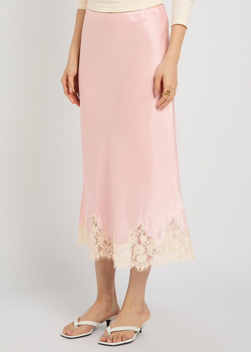 Reformation Reformation Carolina Lace-trim Silk Skirt outlook