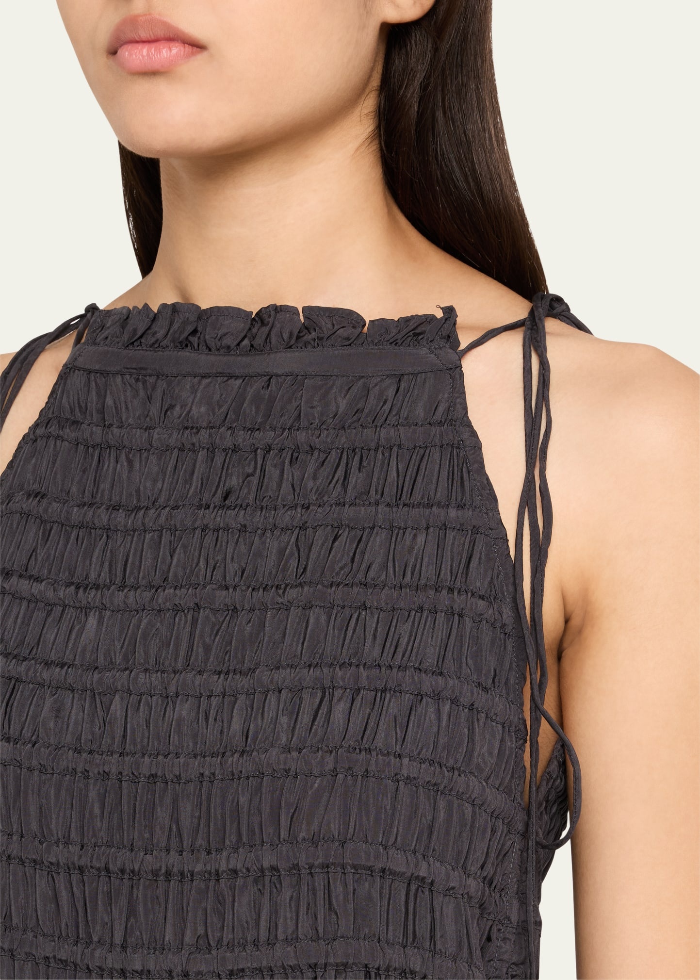 Tie-Strap Smocked Maxi Slip Dress - 5