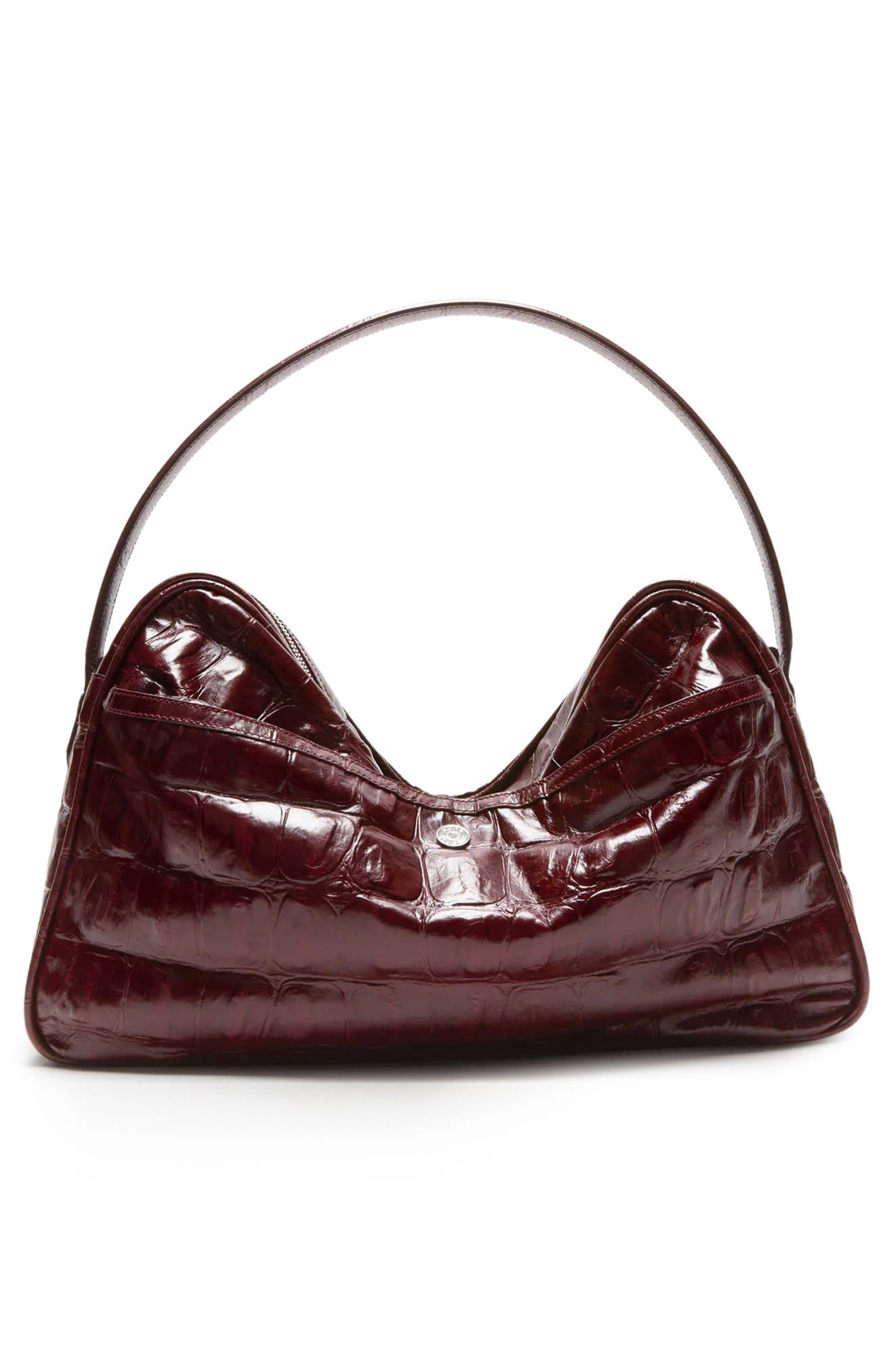Acne Studios Camero Croc Embossed Leather Shoulder Bag in Burgundy at Nordstrom - 4
