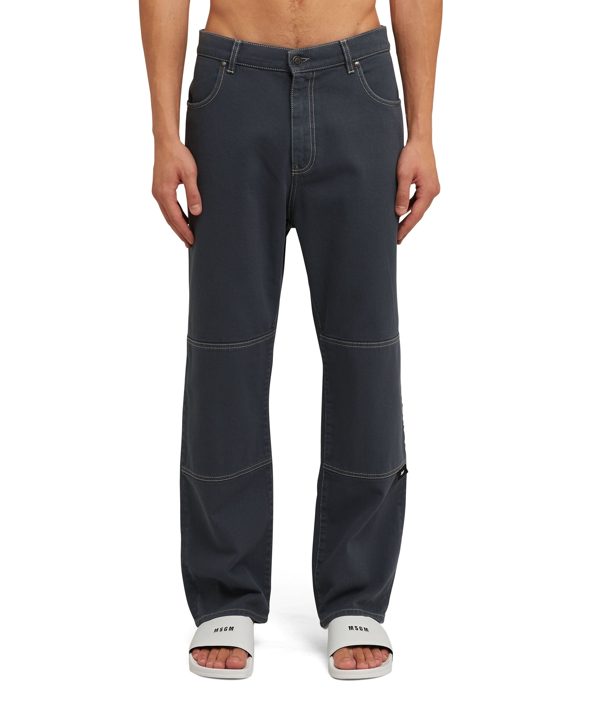 Bull cotton straight-leg jeans with logo and quote "never look back, it's all ahead" - 3