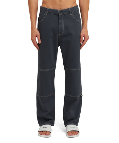 MSGM Bull cotton straight-leg jeans with logo and quote "never look back, it's all ahead" outlook