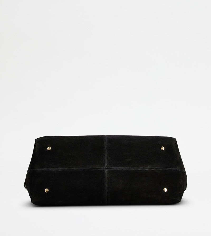 TOD'S DI BAG FOLIO IN SMOOTH LEATHER AND SUEDE MEDIUM - BLACK 4