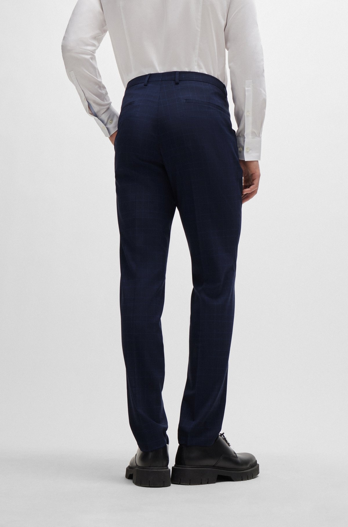 EXTRA-SLIM-FIT CHECKED SUIT IN PERFORMANCE-STRETCH FABRIC - 8