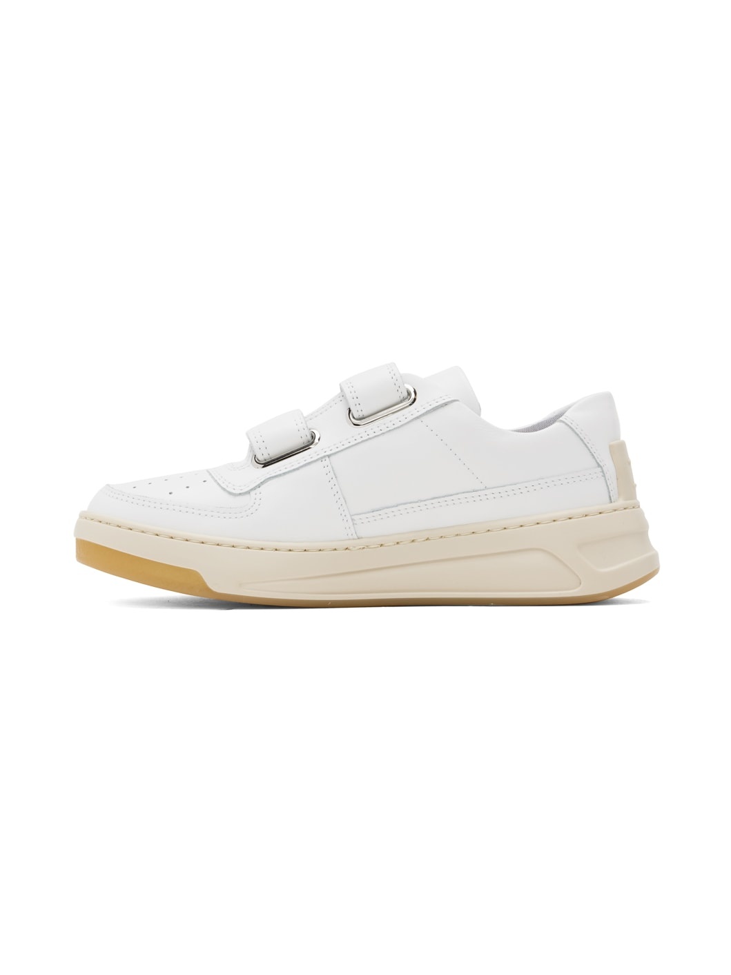 White Velcro Strap Sneakers - 3