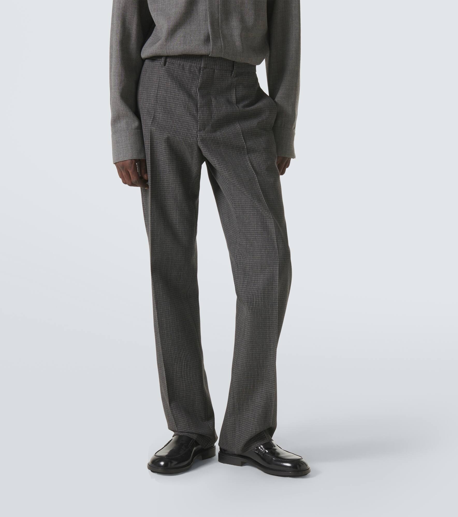Checked virgin wool straight pants - 3