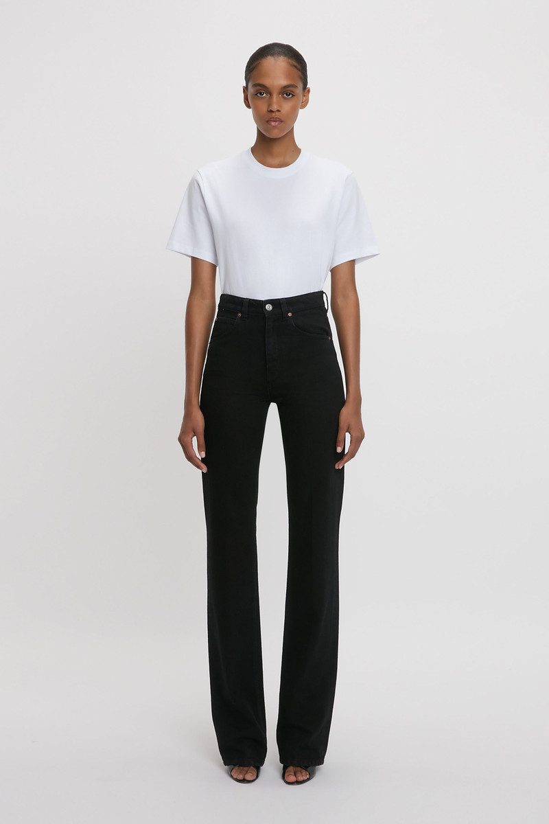 Victoria Beckham Exclusive Julia High Waisted Jean In Washed Black outlook