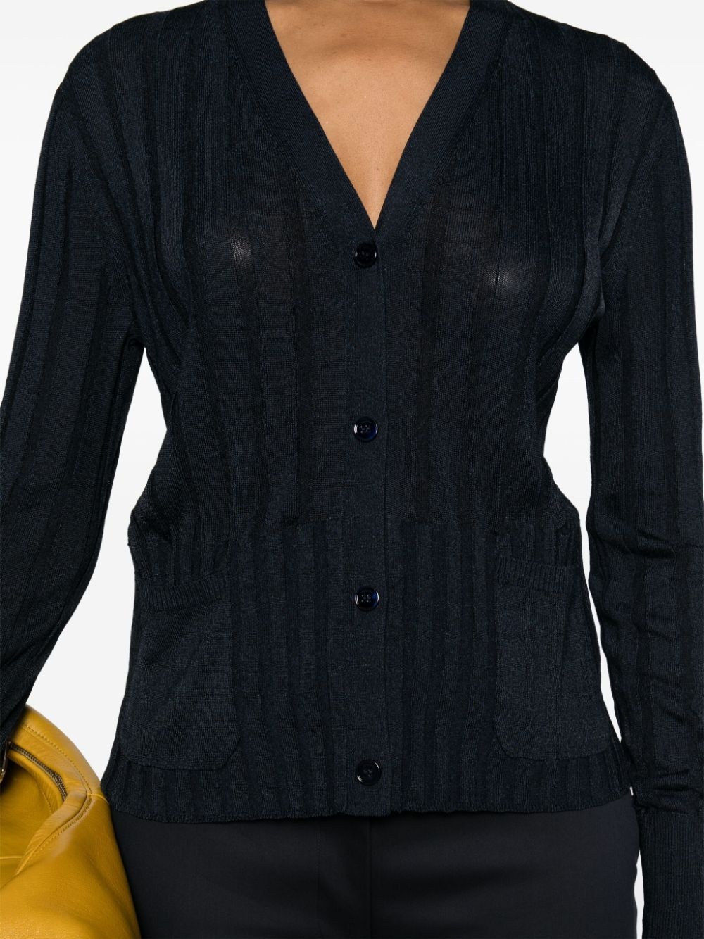 Crisp Rayon ribbed cardigan - 5