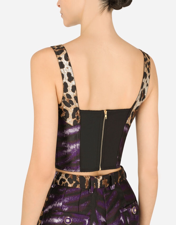 Lamé jacquard corset with tiger design - 5