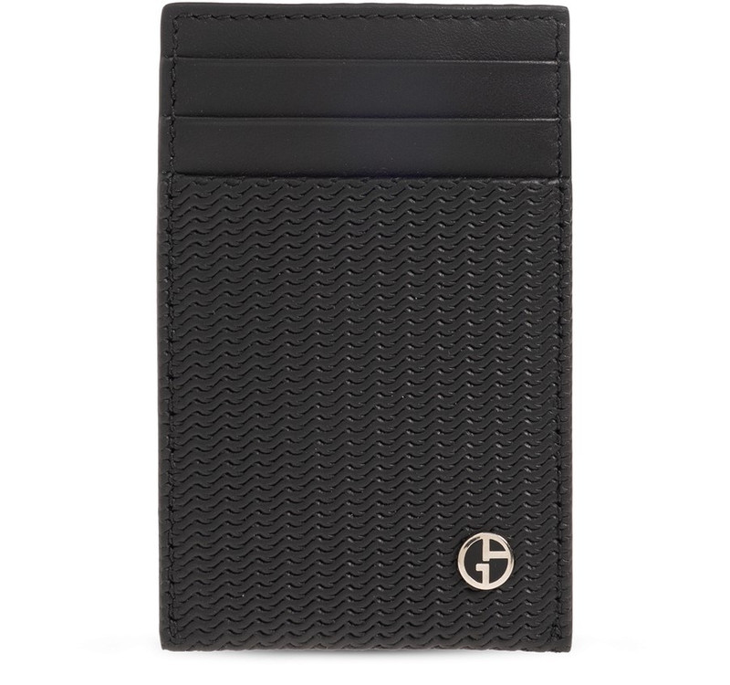 wavy-embossed leather cardholder - 1