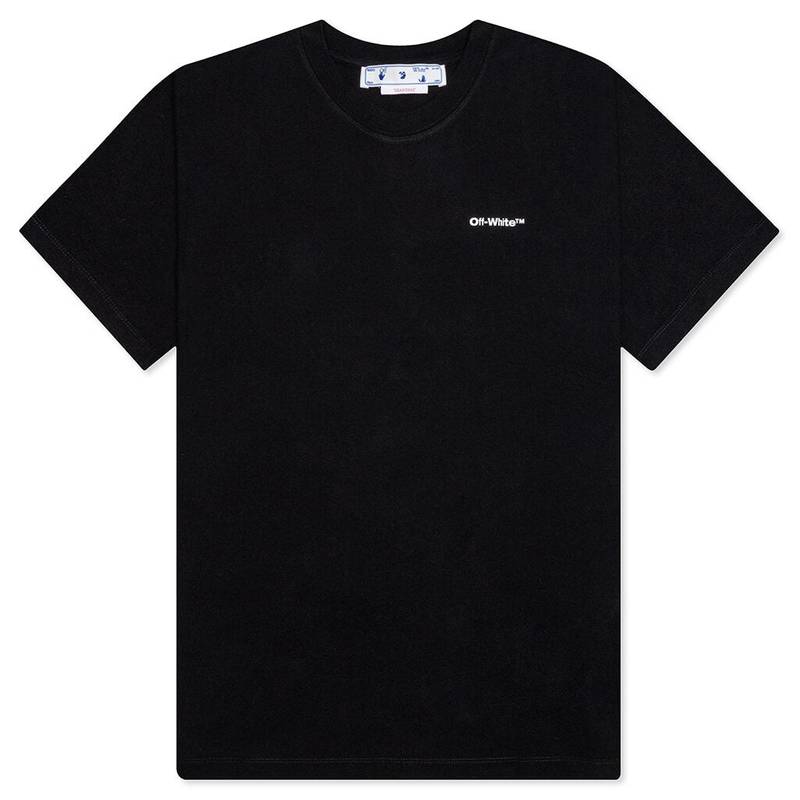 OFF-WHITE C/O VIRGIL ABLOH WAVE OUTL DIAG SLIM S/S TEE - BLACK/WHITE - 1