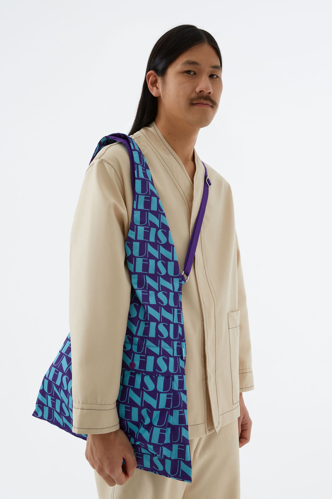 REVERSIBLE AZURE & PURPLE LOGO SHOPPER BAG - 7