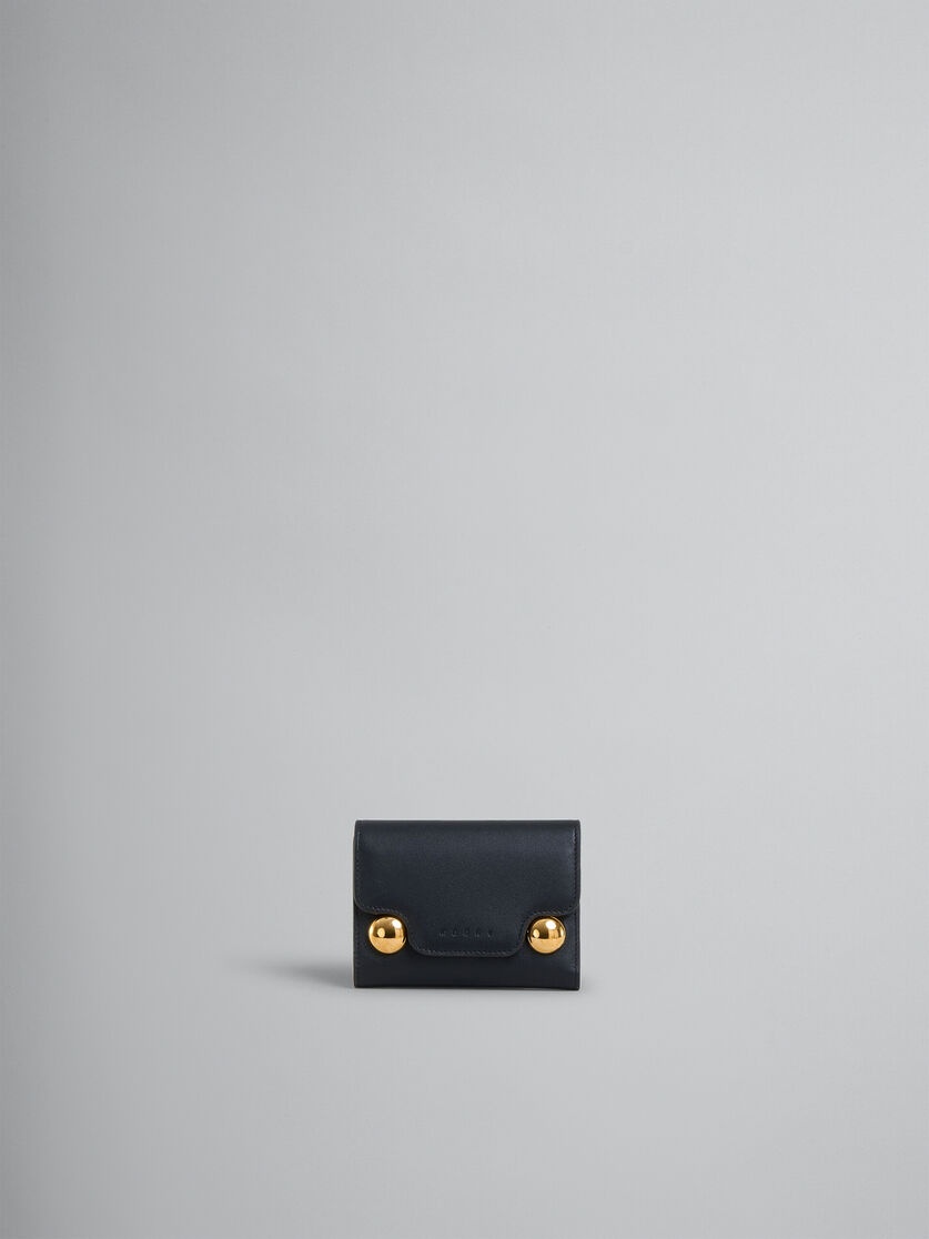 BLACK LEATHER TRUNKAROO TRIFOLD WALLET - 1