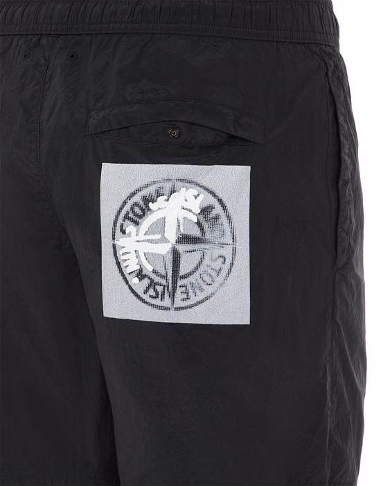 B0842 NYLON METAL IN ECONYL® REGENERATED NYLON,'INSTITUTIONAL ONE' PRINT BLACK - 4