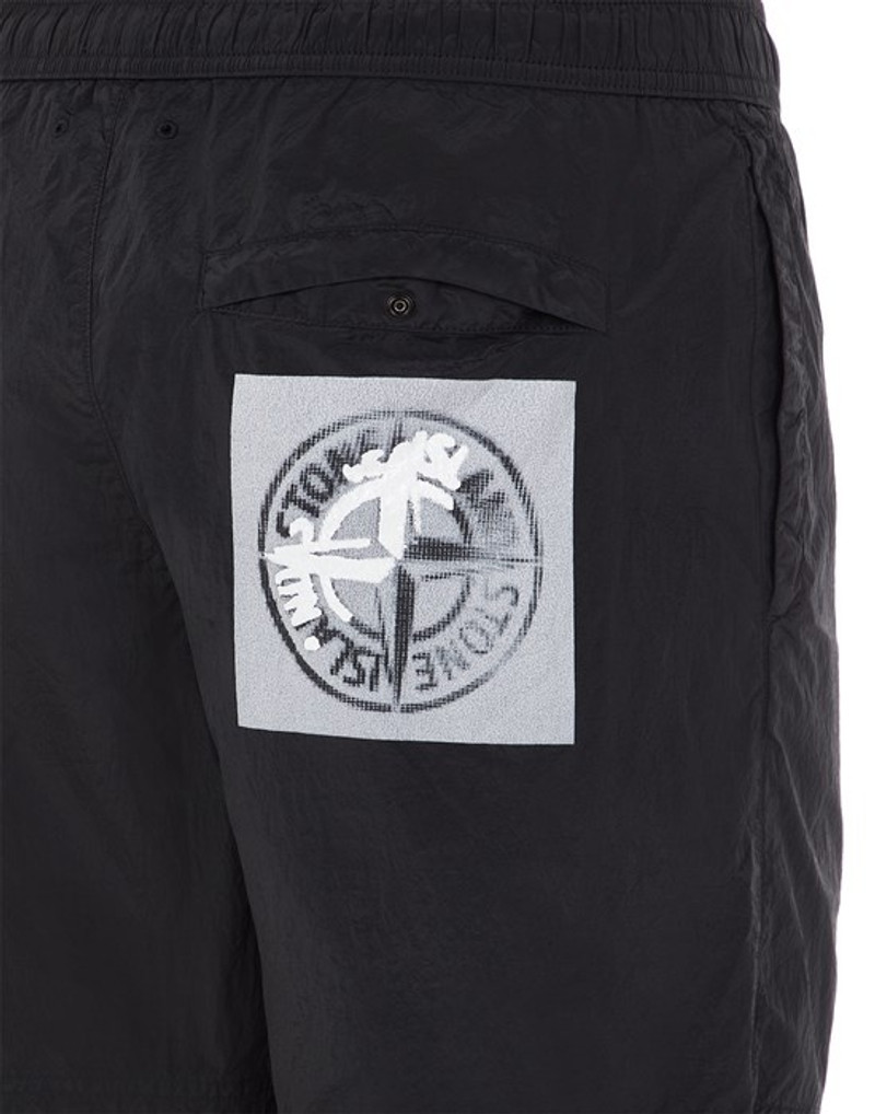 B0842 NYLON METAL IN ECONYL® REGENERATED NYLON,'INSTITUTIONAL ONE' PRINT BLACK 4