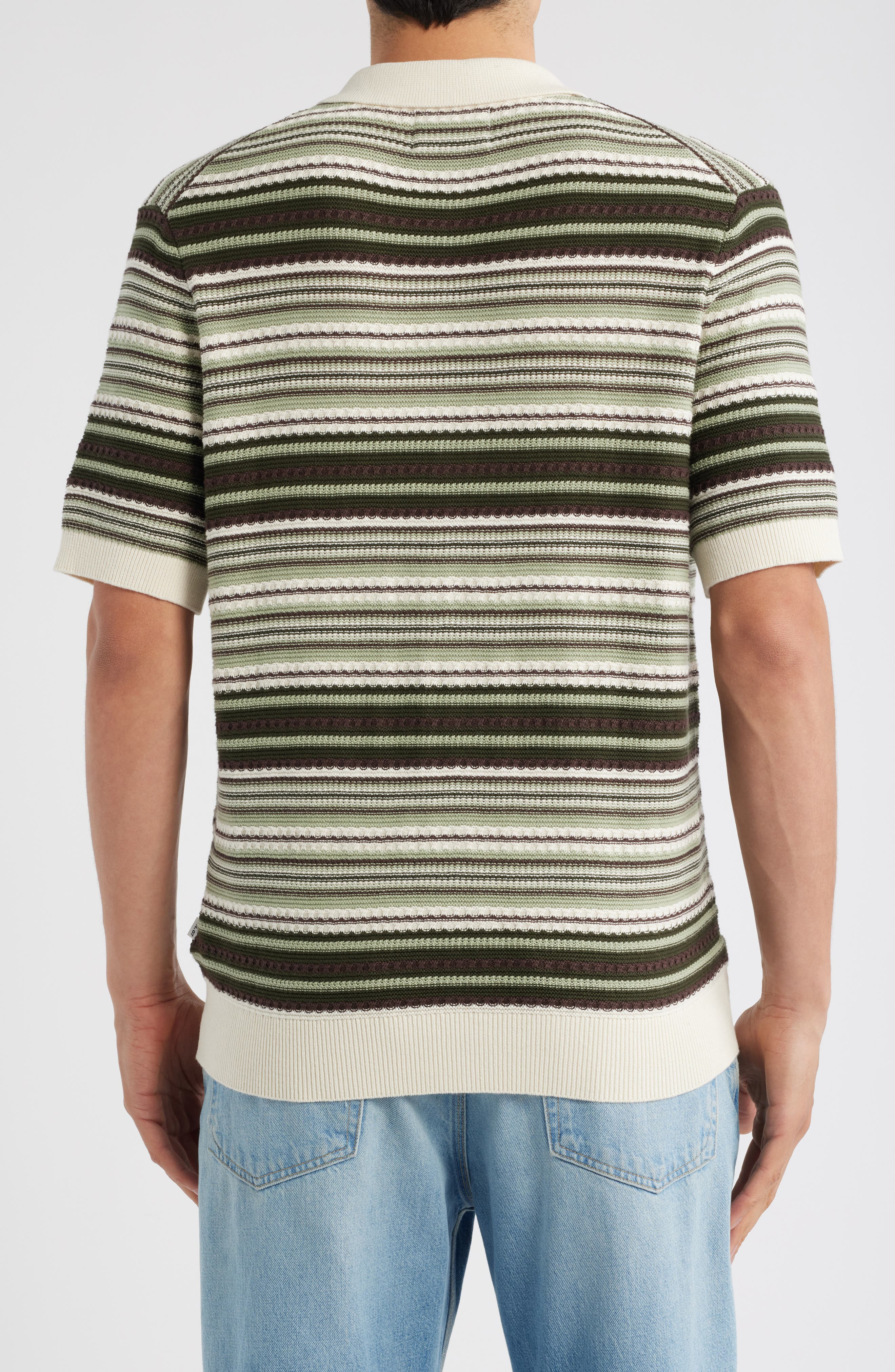 NN07 Nolan 6686 Polo Cardigan in Green Stripe at Nordstrom - 2