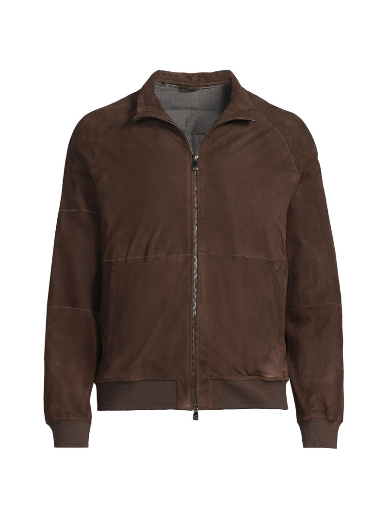 Men's Suede Zip Jacket - Brown 1