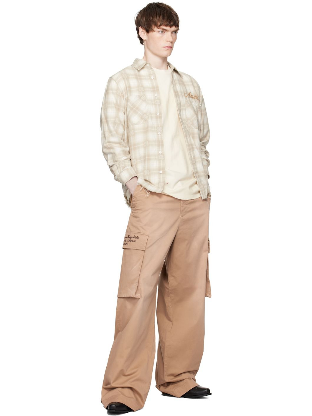 Beuge Bleach Bandana Patch Flannel Shirt - 4