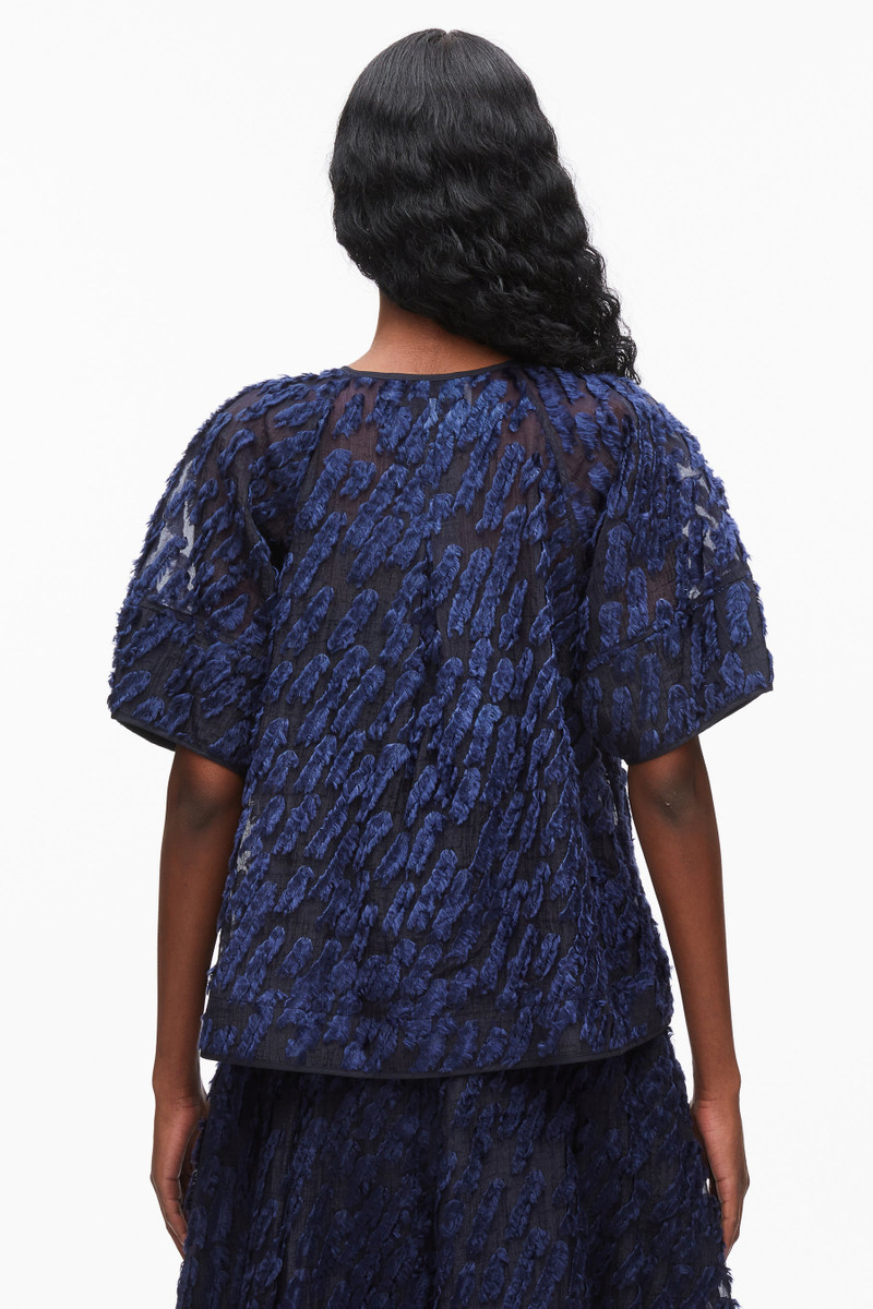 Textured Organza Lantern Sleeve Shirt 4