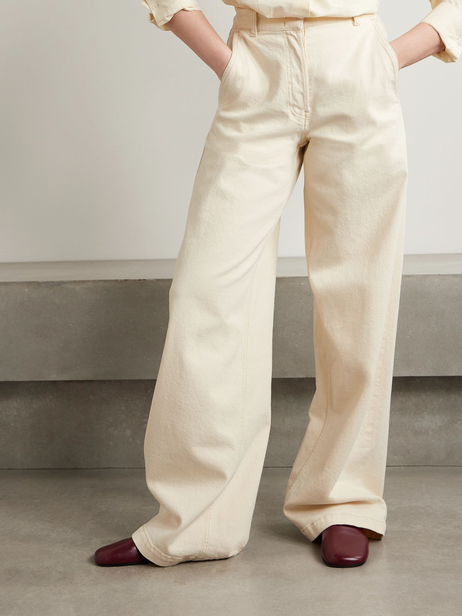 Organic high-rise straight-leg jeans Ecru - 3