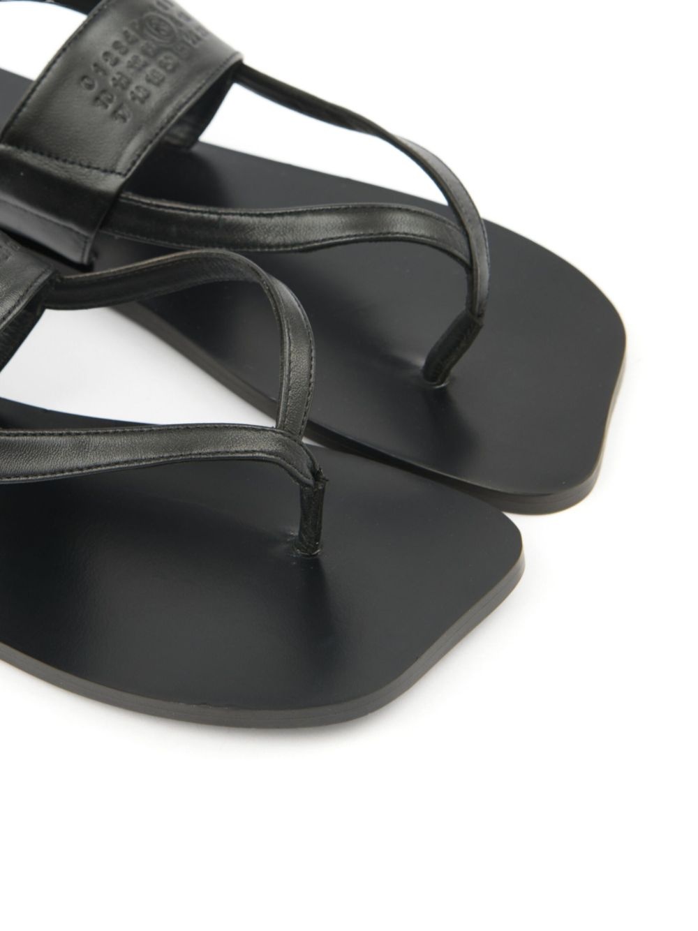 logo-debossed leather sandals - 5