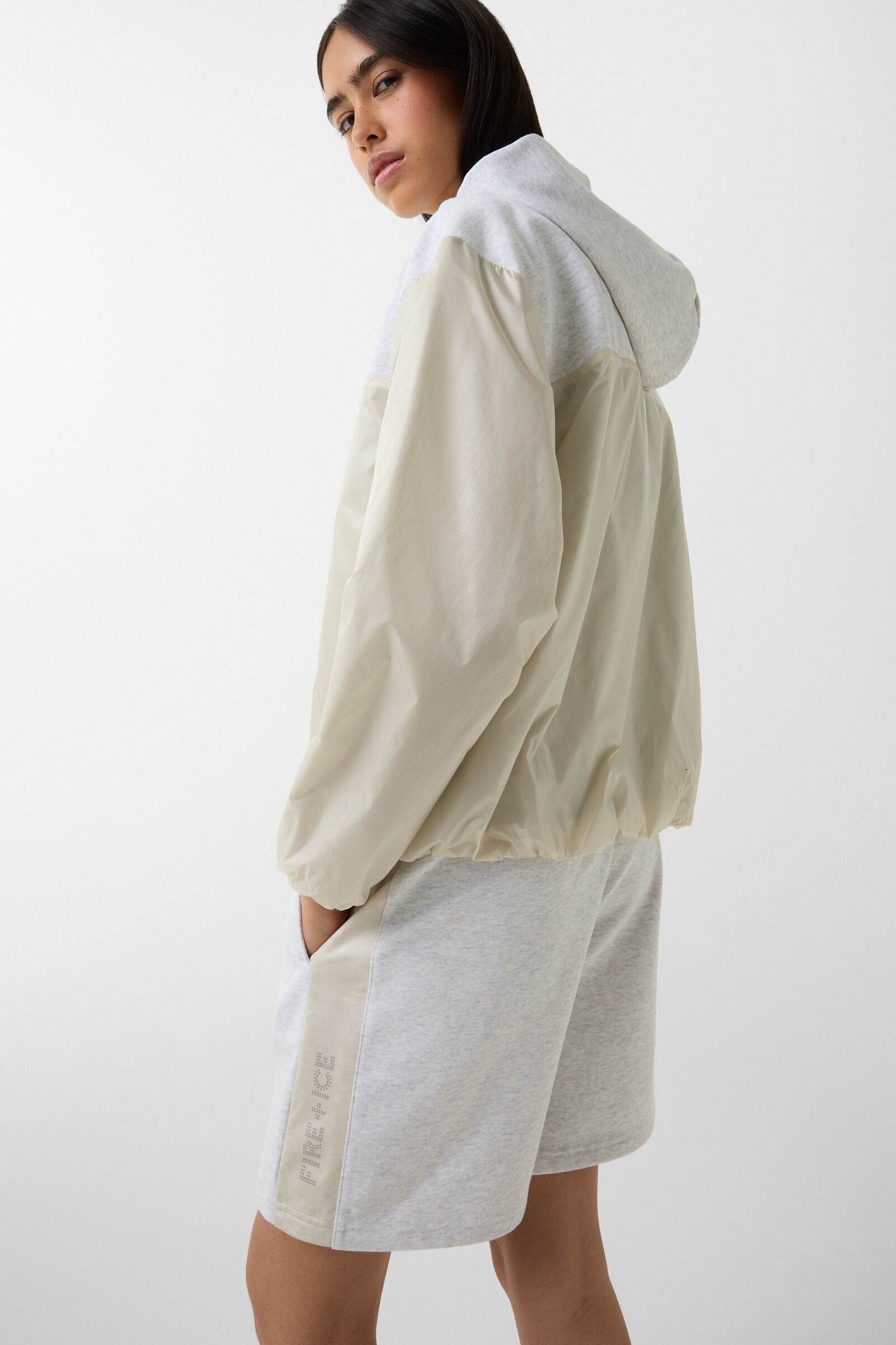 Elin hybrid jersey jacket in Sand/light gray - 6