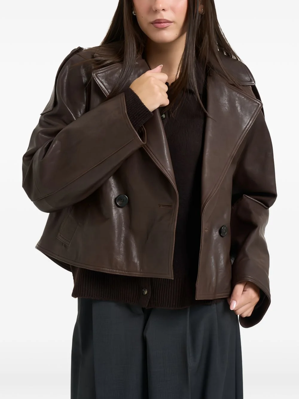 Felino double-breasted leather jacket - 1