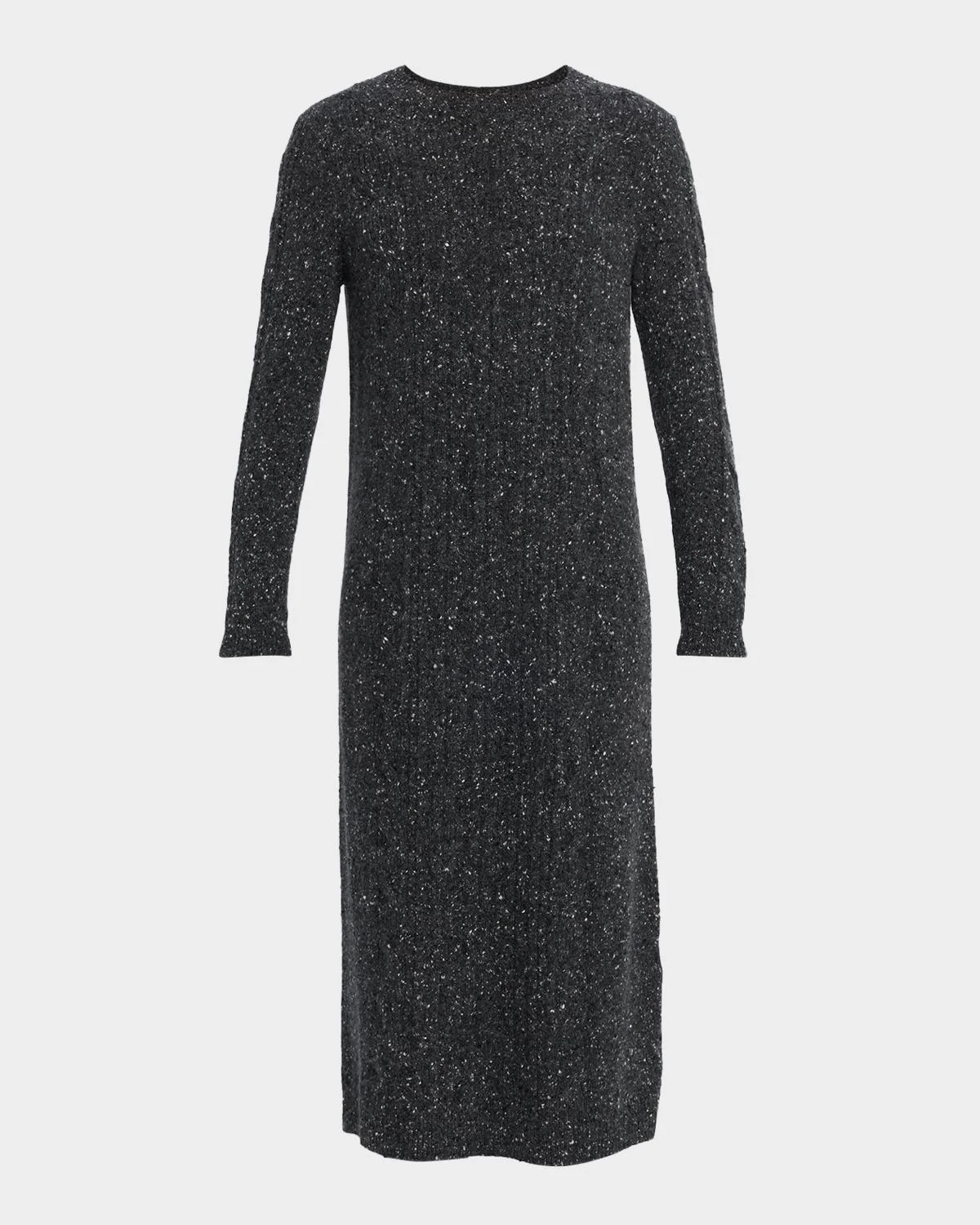 Cable-Knit Cashmere Donegal Midi Sweater Dress - 1